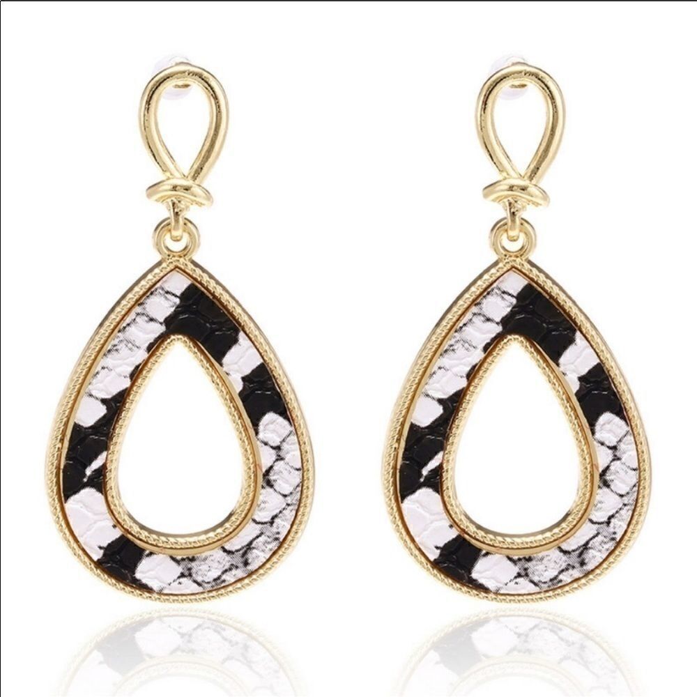 Earrings Hollow Drop Snake Print Cute Chic